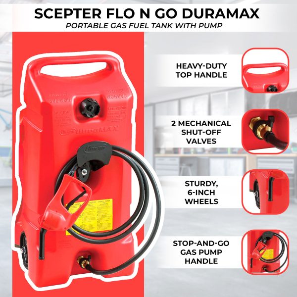 14 Gallon Portable Gas Fuel Tank with Pump, 2 Pack, Red